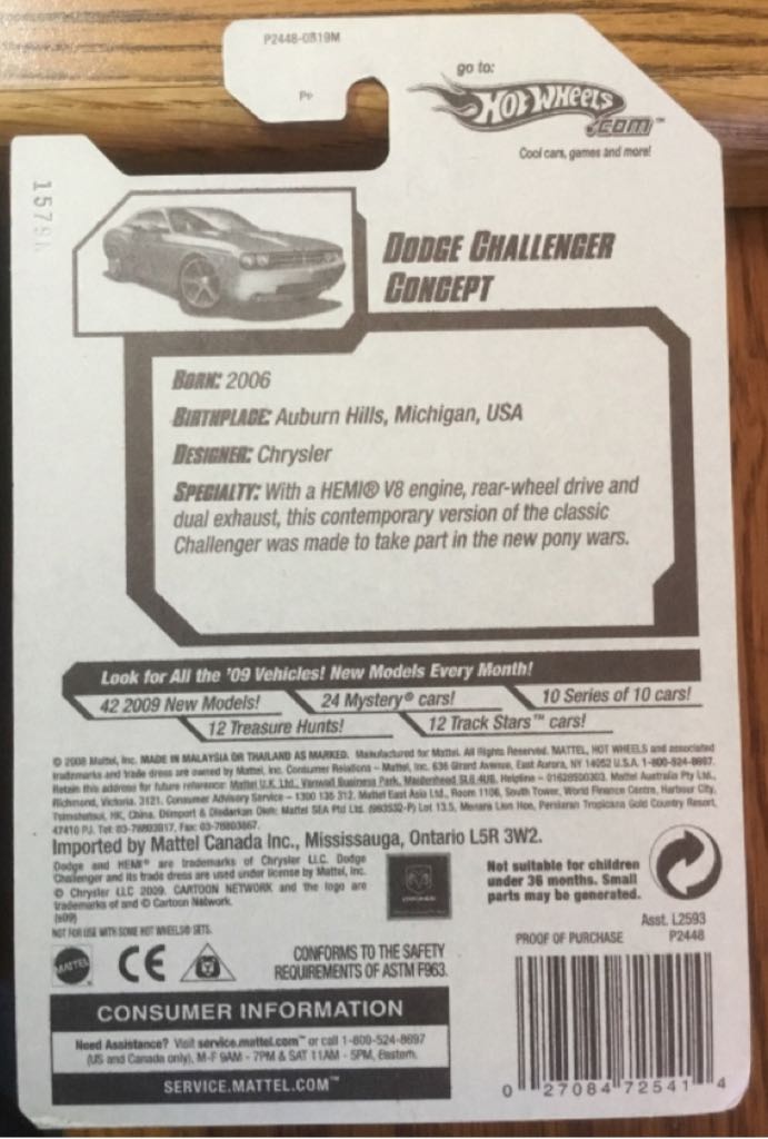 Dodge Challenger Concept - 2009 Faster Than Ever toy car collectible - Main Image 2