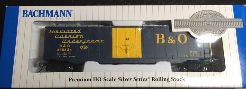 Baltimore & Ohio Plug-Door Box Car (Blue With Yellow) - Bachmann Silver Series model trains collectible [Barcode 022899180151] - Main Image 1
