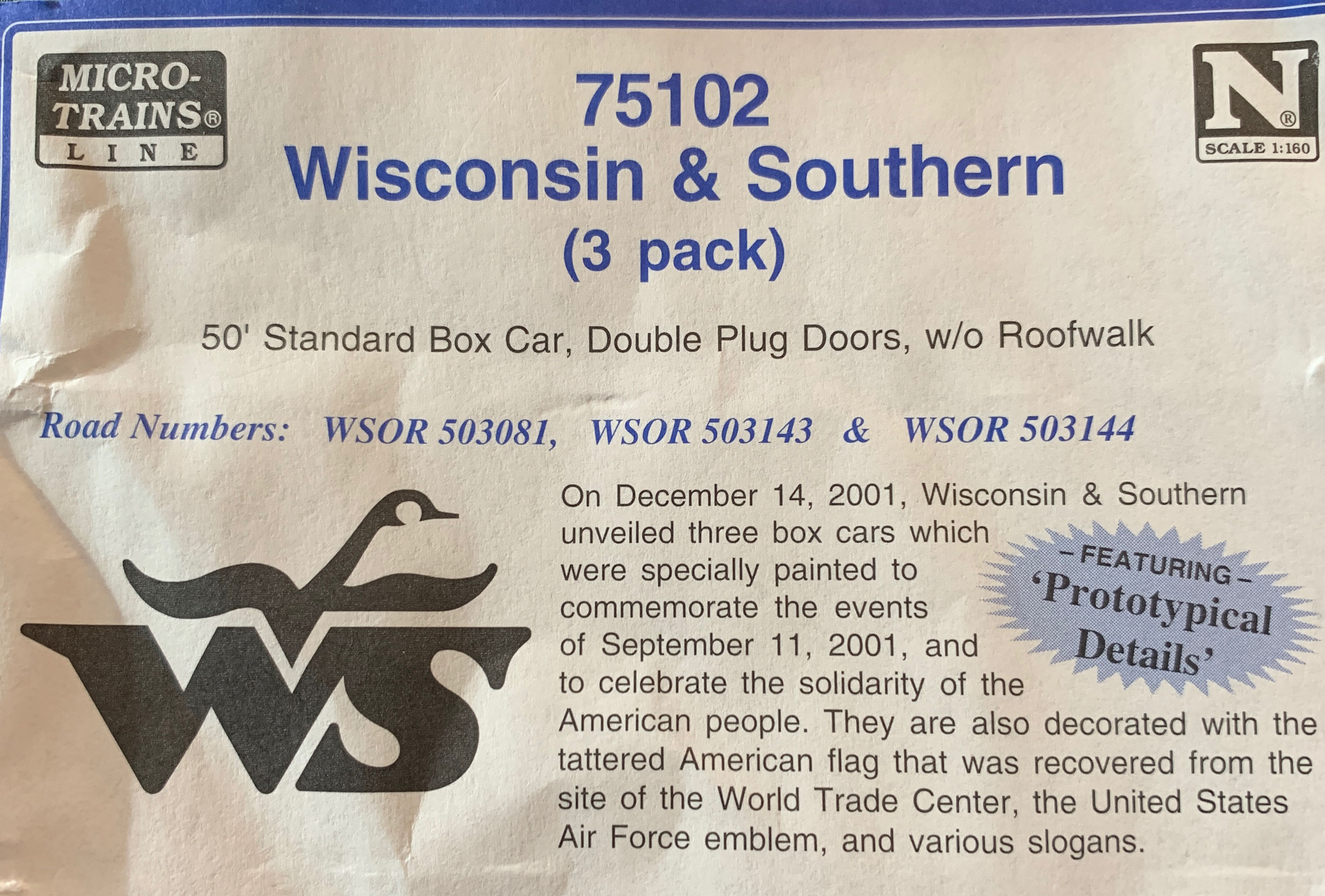 50’ Standard Box Car, Double Plug Door, w/o Roofwalk - Mirco-Trains model trains collectible [Barcode 695140036158] - Main Image 3