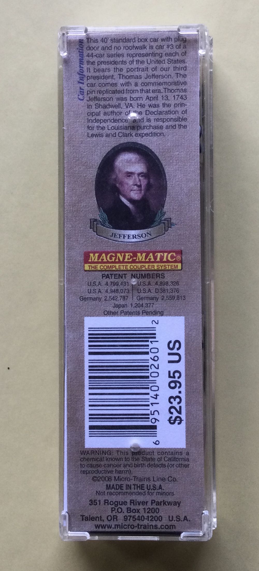 Presidential Series [03] Thomas Jefferson - Micro Trains Line Co. model trains collectible - Main Image 4
