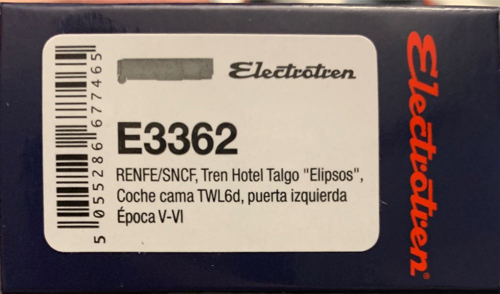 RENFE/SNCF Tren Hotel Talgo Elipsos Coche - Electrotren model trains collectible [Barcode 5055286677465] - Main Image 3