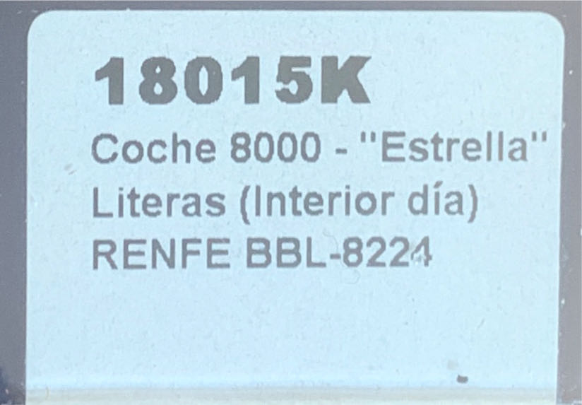Coche 8000 Estrella Literas (interior Día) Renfe BBL-8224 - Electrotren model trains collectible [Barcode 8425420180156] - Main Image 2
