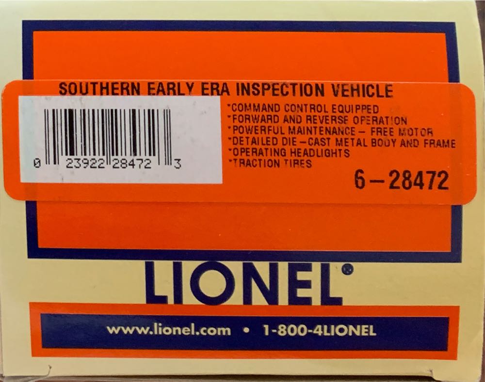 Southern Early Era Inspection Vehicle TMCC - Lionel TMCC model trains collectible [Barcode 023922284723] - Main Image 2