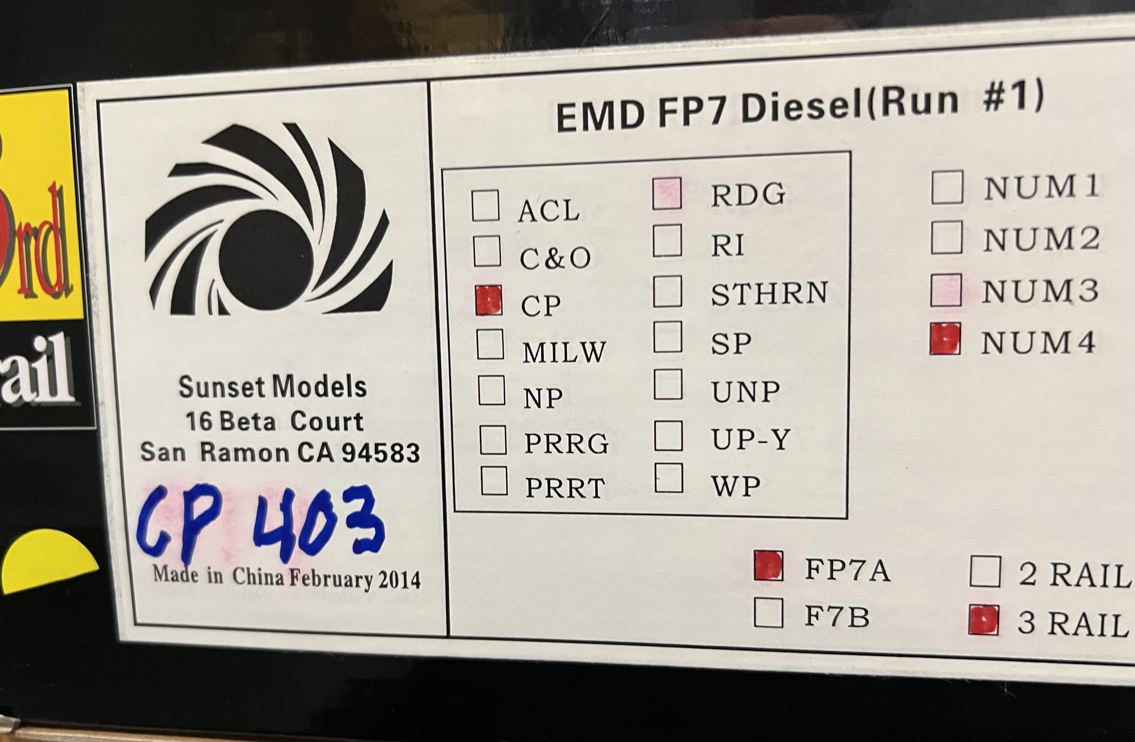 CP 1403 - 3rd Rail Sunset Models model trains collectible - Main Image 2