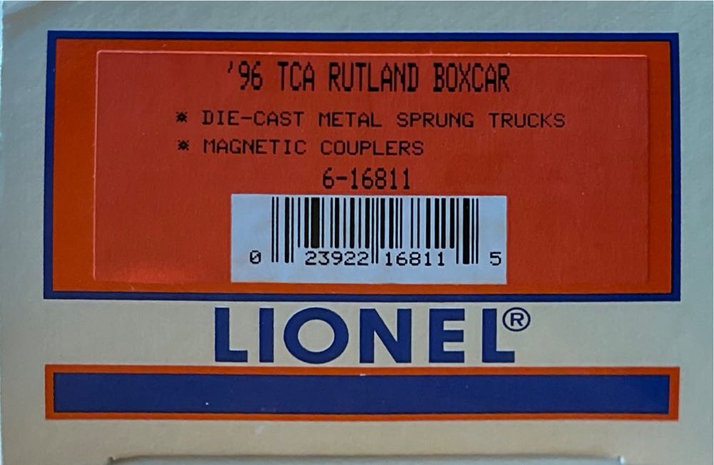 Lionel Gauge Lionel Tca Boxcar #5477096 Ln Box 16811 6 Rutland Box Car - Lionel model trains collectible [Barcode 023922168115] - Main Image 2