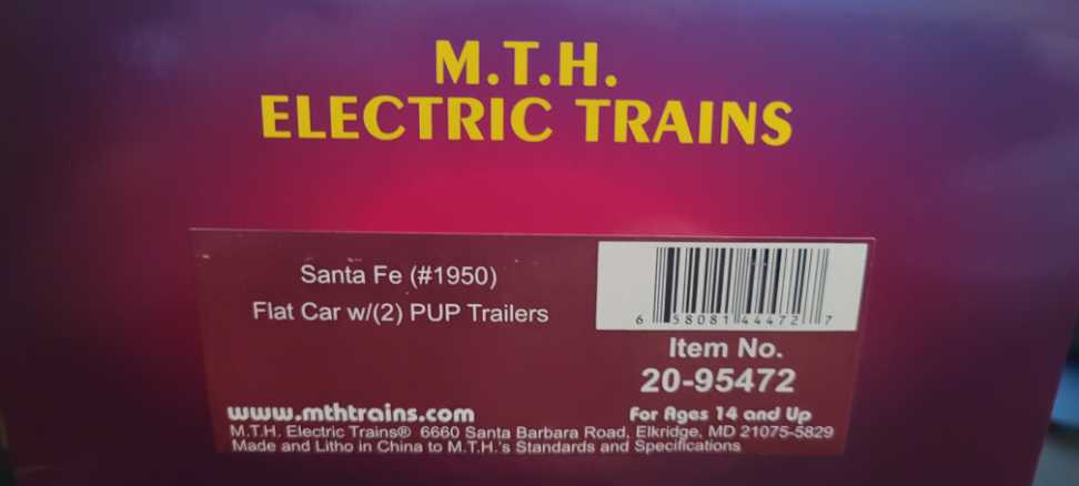 Santa FE Flat Car W/(2) PUP Trailers  model trains collectible - Main Image 2
