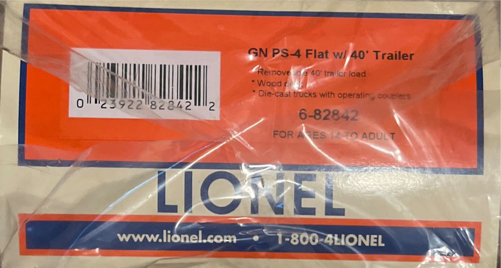 Lnl82842 O Gn Ps 4 Flatcars W 40’ Trailers # l- 185 - Lionel model trains collectible [Barcode 023922828422] - Main Image 2