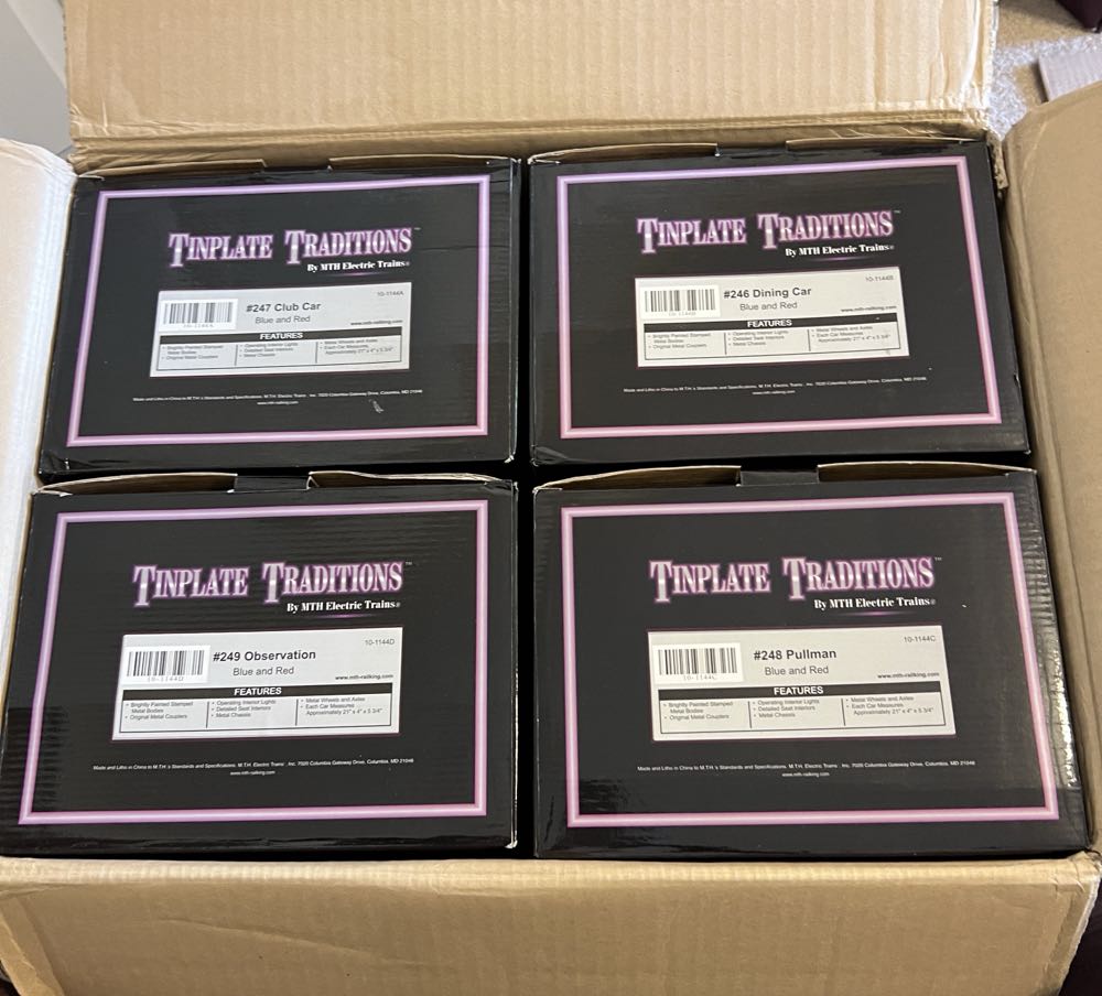 MTH Std. Gauge Tinplate Ives 4-Car 240 Series Passenger Set # M-20 ABCD - MTH Tinplate Traditions model trains collectible - Main Image 2