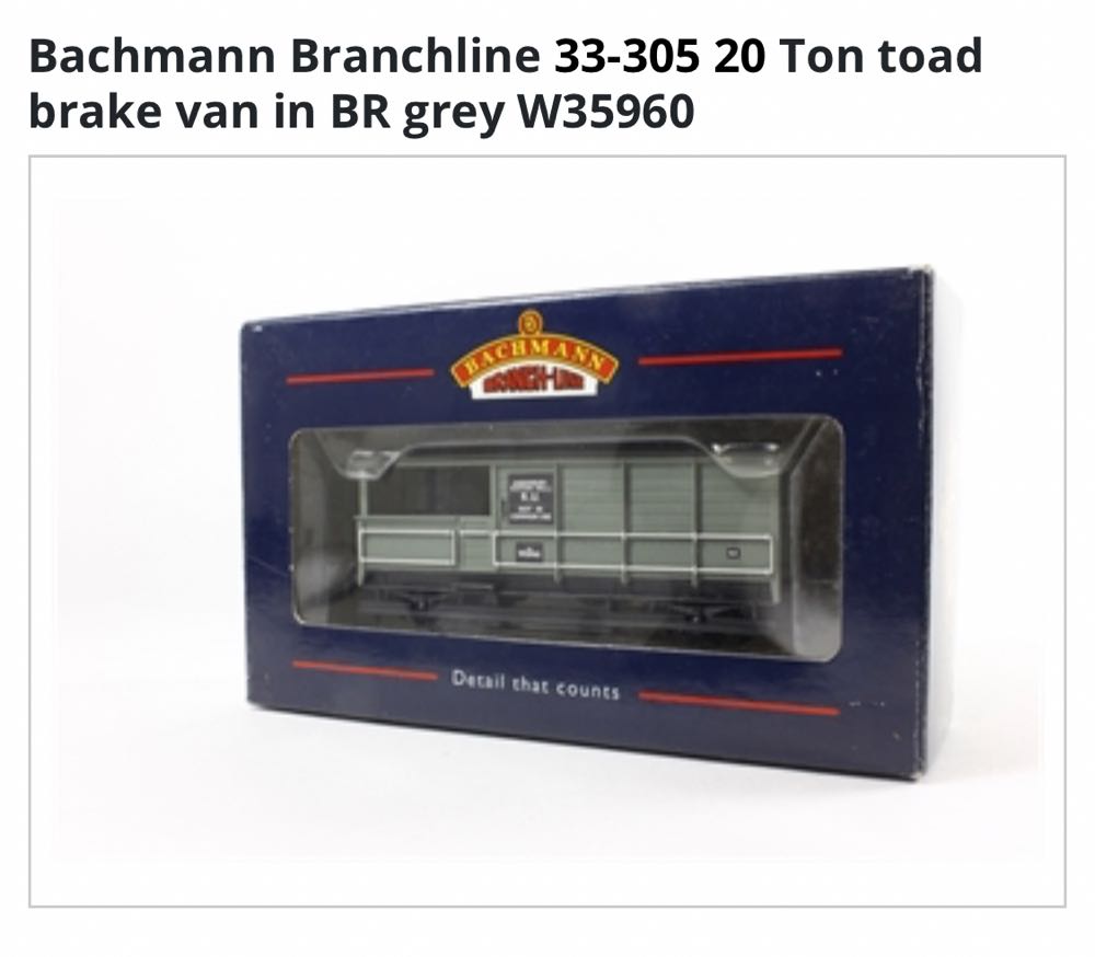 Bachmann 20 Ton Toad Brake Van BR Grey - Bachmann Branchline model trains collectible [Barcode 803393333058] - Main Image 3