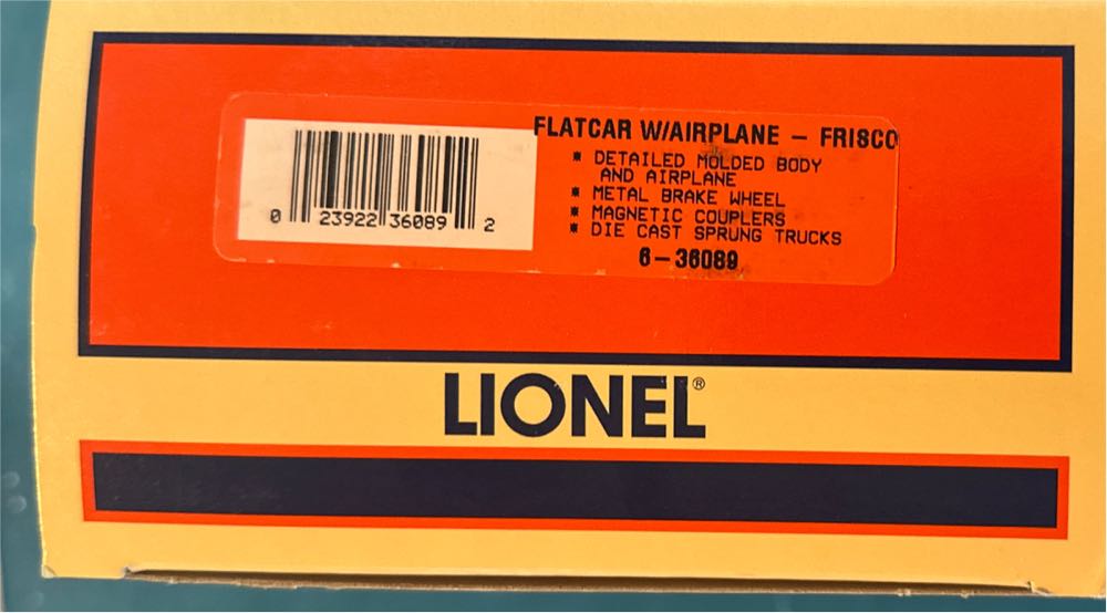 Lionel 36089 Frisco Flatcar With Airplane   model trains collectible - Main Image 2