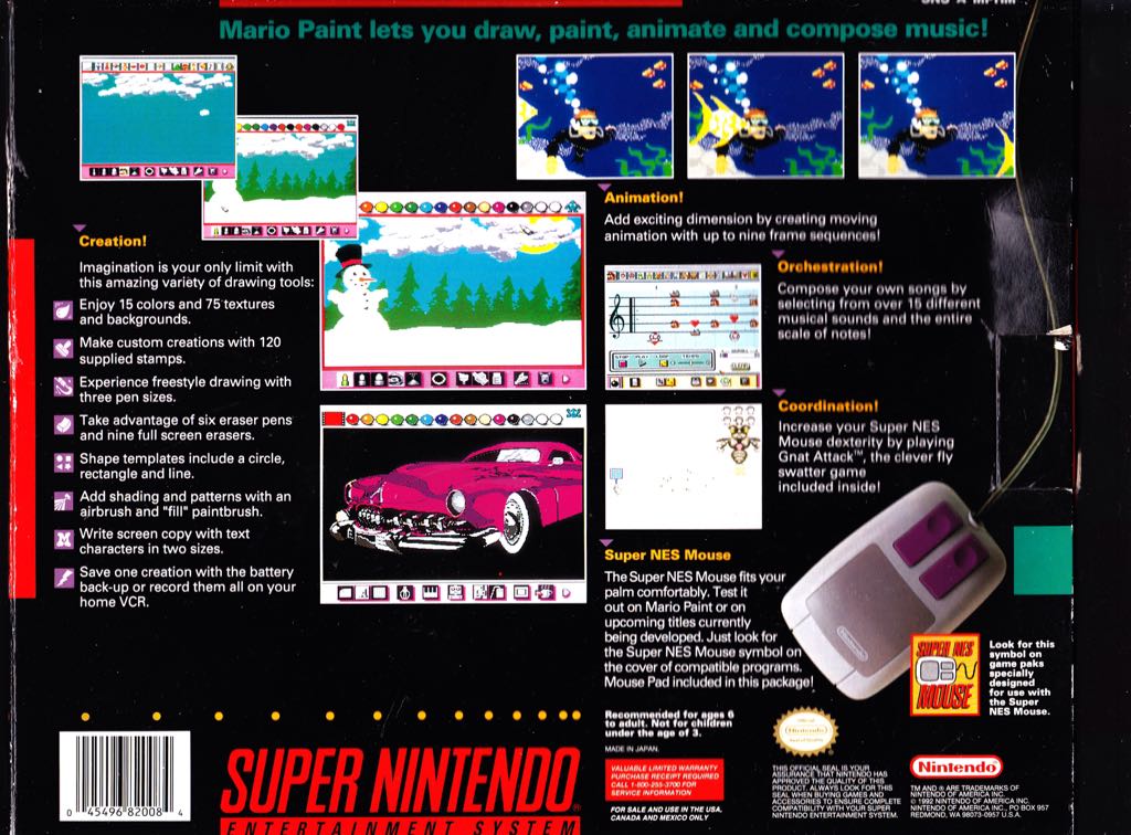 Mario Paint  - Nintendo Super Nintendo Entertainment System (SNES) (Nintendo - 1) video game collectible - Main Image 2