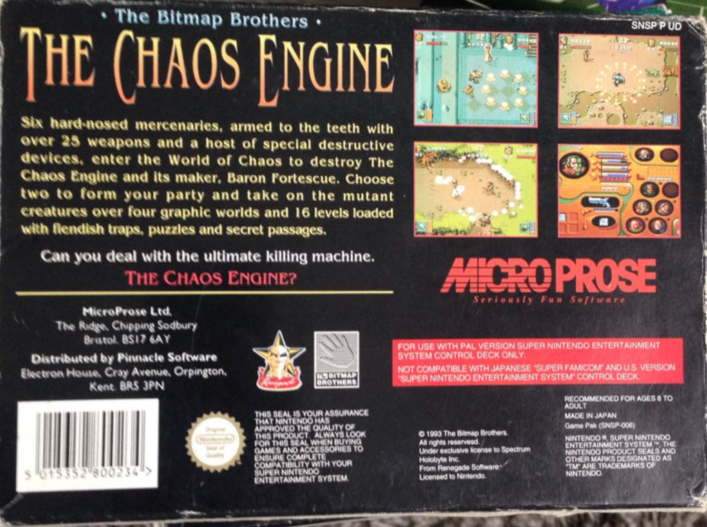 The Chaos Engine - Nintendo Super Nintendo Entertainment System (SNES) (Renegade Software - 2) video game collectible [Barcode 5015352800234] - Main Image 2