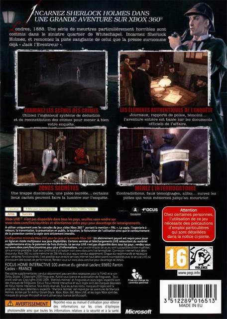 Sherlock Holmes Vs. Jack The Ripper - Microsoft Xbox 360 (Focus Home Interactive - 1) video game collectible [Barcode 3512289016575] - Main Image 2