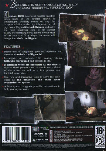 Sherlock Holmes Vs Jack The Ripper - PC (The Adventure Company - 1) video game collectible [Barcode 625904739421] - Main Image 2