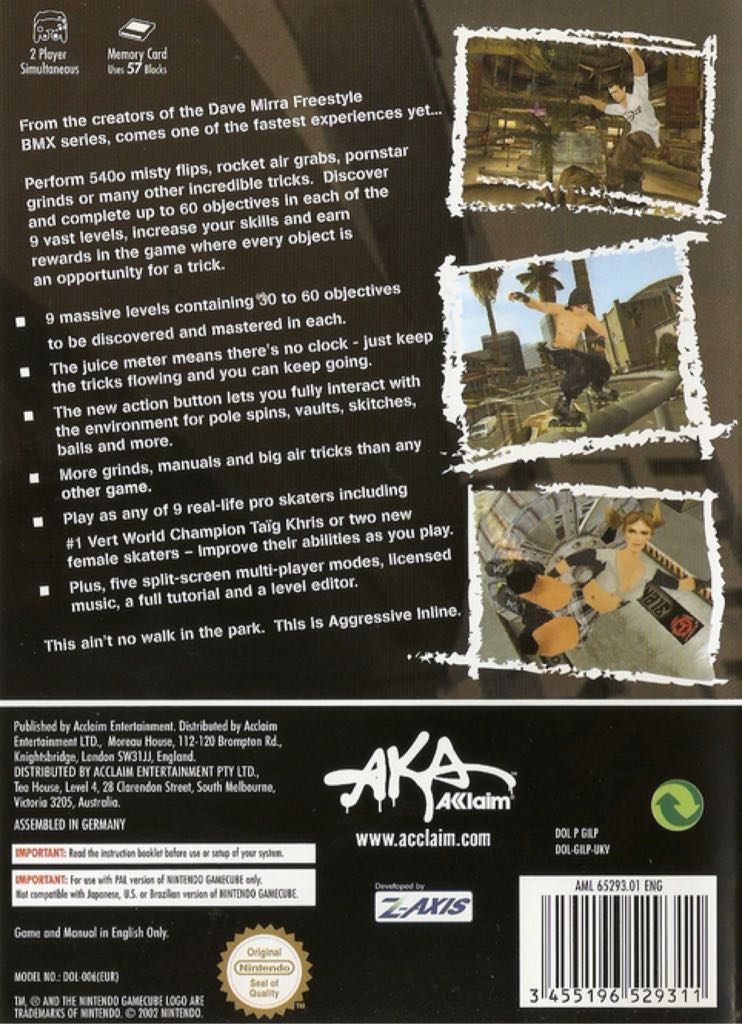 Aggressive Inline - Nintendo GameCube (Acclaim Entertainment - 2) video game collectible [Barcode 3455196529311] - Main Image 2