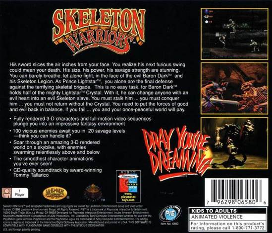 Skeleton Warriors - Sony PlayStation (Playmates Interactive Entertainment, Inc. - 1) video game collectible [Barcode 796298065806] - Main Image 2