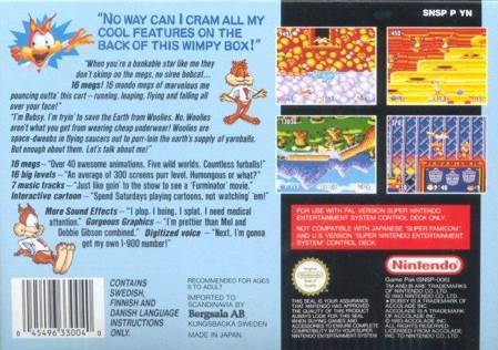 Bubsy - Nintendo Super Nintendo Entertainment System (SNES) (Accolade - 1) video game collectible [Barcode 015605052118] - Main Image 2