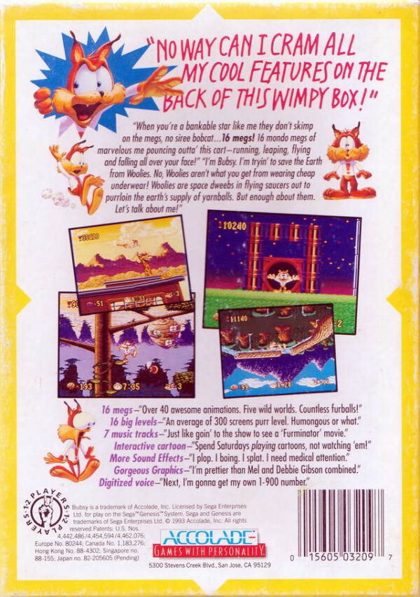 Bubsy - Sega Genesis (Mega Drive) video game collectible - Main Image 2