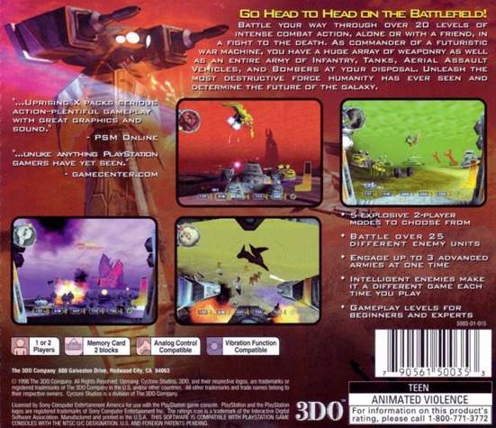 Uprising X - Sony PlayStation (3DO - 1-2) video game collectible [Barcode 790561500353] - Main Image 2
