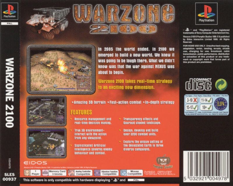 Warzone 2100 - Sony PlayStation (Eidos Interactive - 1) video game collectible [Barcode 5032921005579] - Main Image 2