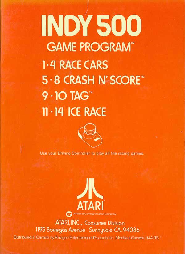 Indy 500 - Atari 2600 (Atari, Inc. - 1-2) video game collectible - Main Image 2