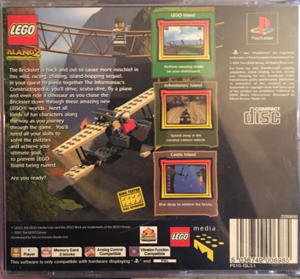 (2001) LEGO Island 2: The Brickster’s Revenge - Sony PlayStation (1) video game collectible [Barcode 5036749006985] - Main Image 2