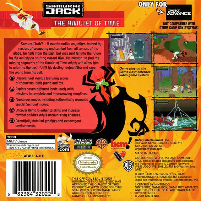 Samurai Jack: The Amulet Of Time - Nintendo Game Boy Advance (GBA) (WB - 1 Players) video game collectible [Barcode 682384320228] - Main Image 2