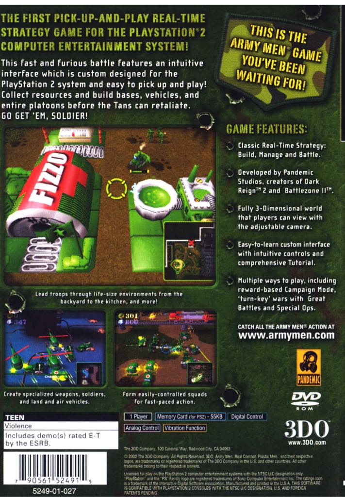 Army Men: RTS - Sony PlayStation 2 (PS2) (3DO - 1) video game collectible [Barcode 790561524915] - Main Image 2