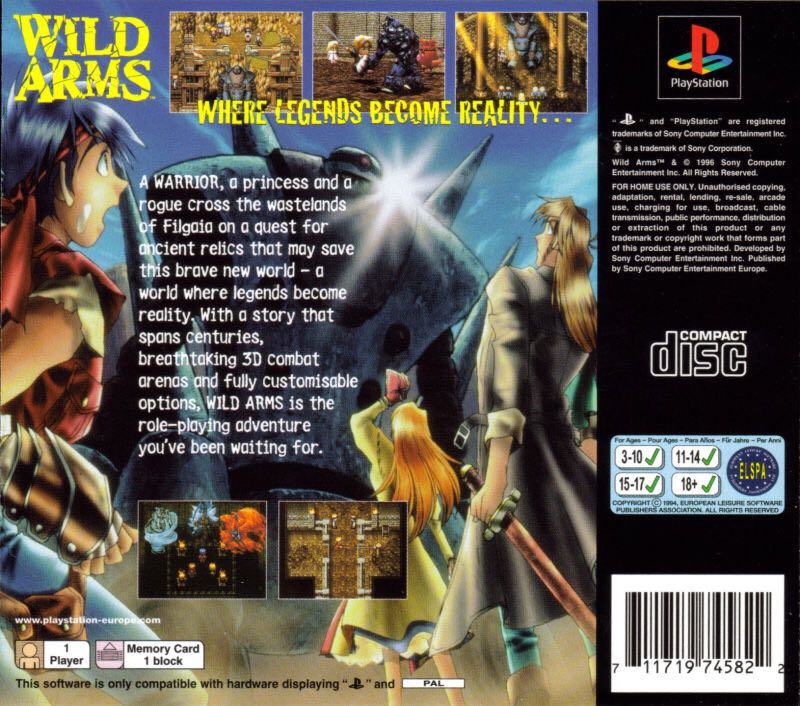 Wild Arms - Sony PlayStation (SCEJ - 1) video game collectible [Barcode 4948872100281] - Main Image 2