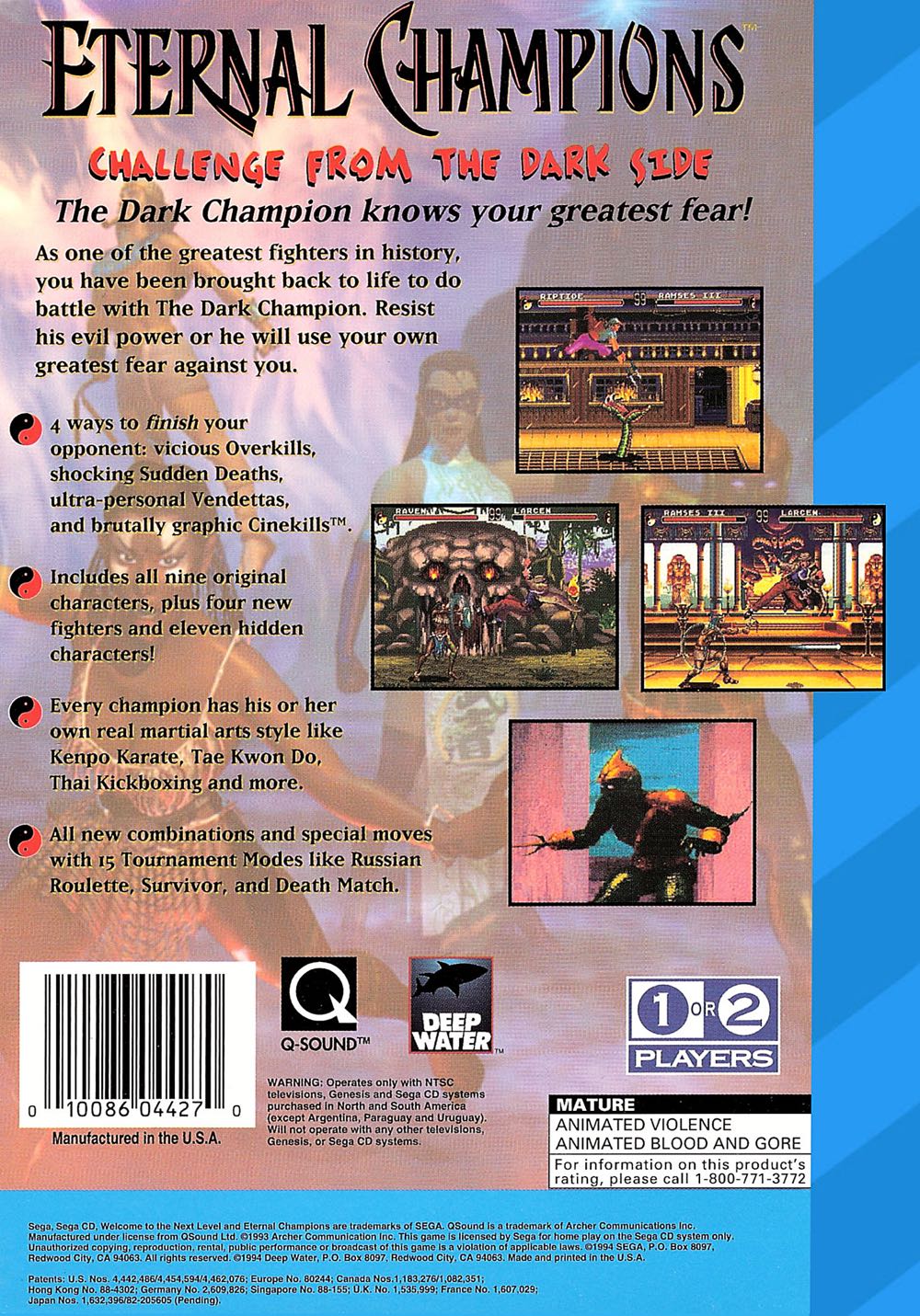 Eternal Champions: Challenge From The Dark Side - Sega CD (Sega - 2) video game collectible [Barcode 0010086044270] - Main Image 2