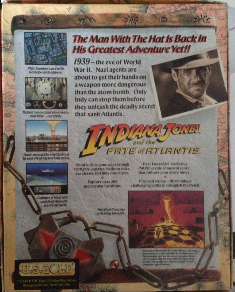 Indiana Jones And The Fate Of Atlantis - Commodore Amiga (Usgold - 1) video game collectible [Barcode 023272302207] - Main Image 2