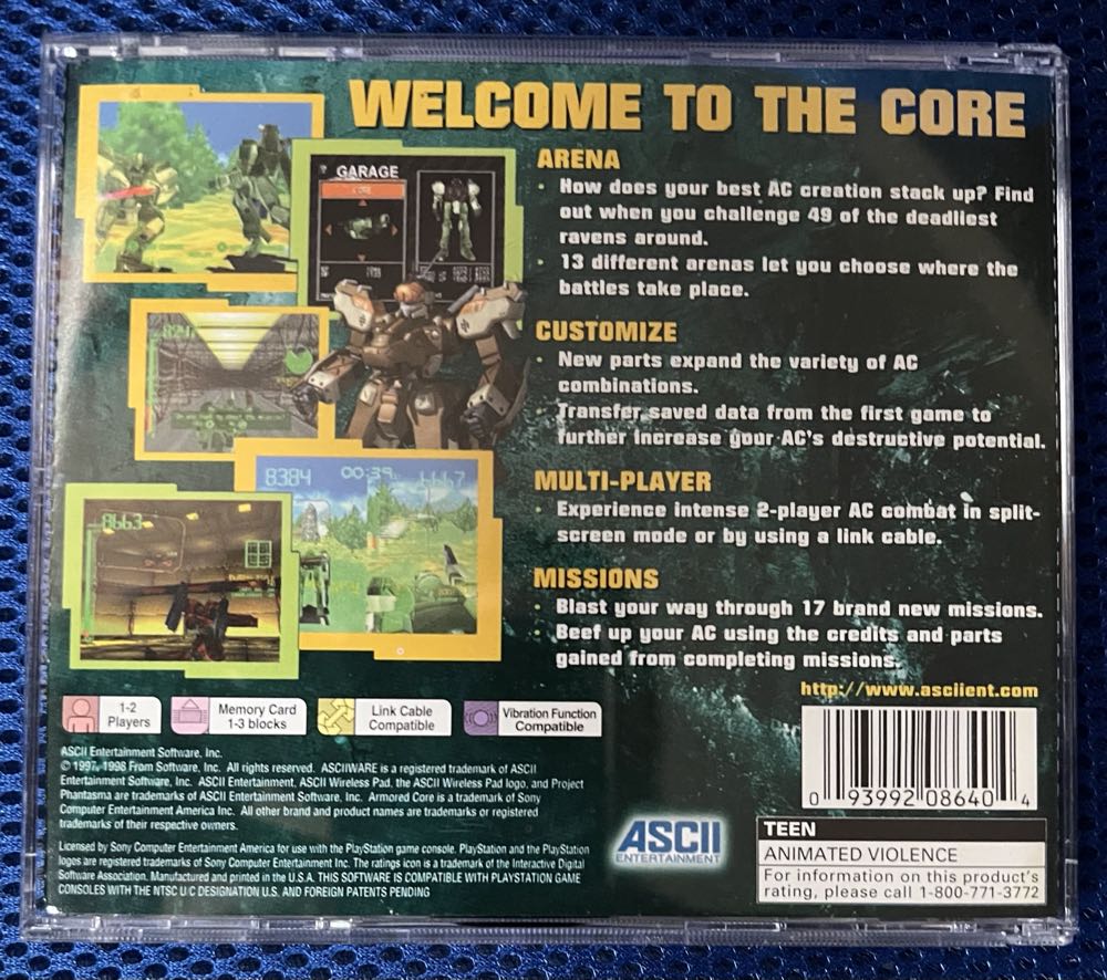 Armored Core: Project Phantasma - Sony PlayStation (ASCII Entertainment - 1-2) video game collectible [Barcode 093992086404] - Main Image 2