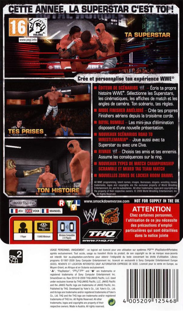 WWE SmackDown vs. Raw 2010 - Sony PlayStation Portable (PSP) video game collectible [Barcode 4005209125475] - Main Image 2
