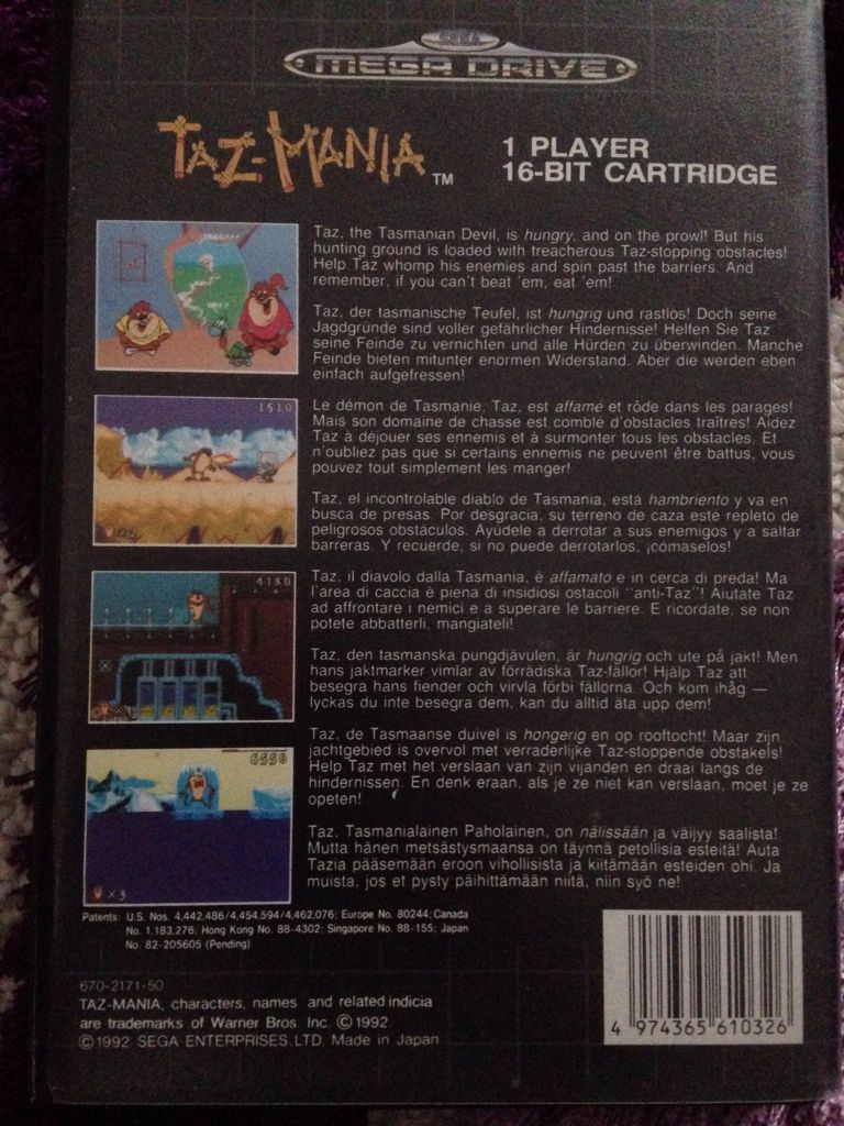 Taz Mania - Sega Mega Drive (Sega - 1) video game collectible [Barcode 4974365610326] - Main Image 2