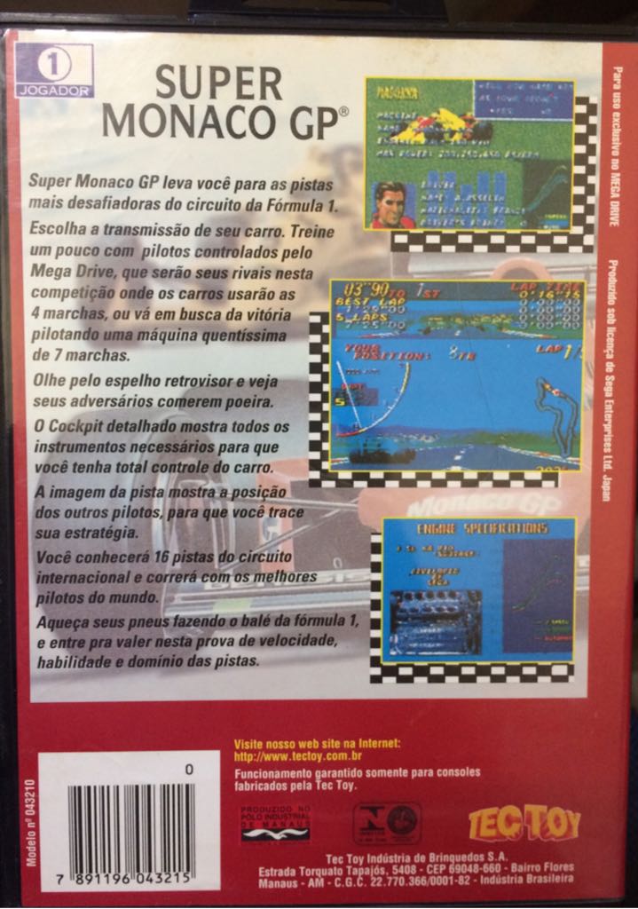 Super Monaco GP - Sega Mega Drive (Tectoy) video game collectible [Barcode 7891196043215] - Main Image 2
