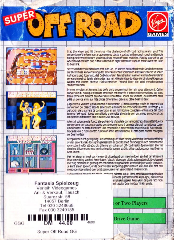 Super Off Road - Sega Game Gear (Virgin Games - 2) video game collectible [Barcode 5013715030014] - Main Image 2