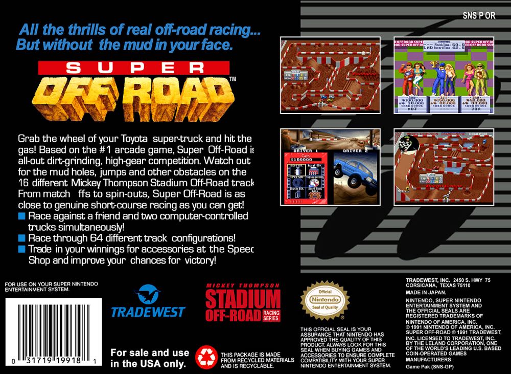 Super Off Road - Nintendo Super Nintendo Entertainment System (SNES) (Tradewest) video game collectible - Main Image 2