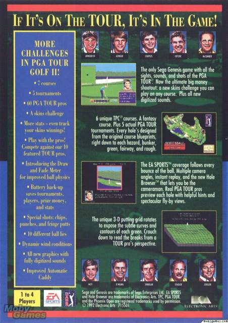 PGA Tour Golf II - Sega Genesis (Mega Drive) (Electronic Arts/EA Games - 2) video game collectible [Barcode 014633071559] - Main Image 2