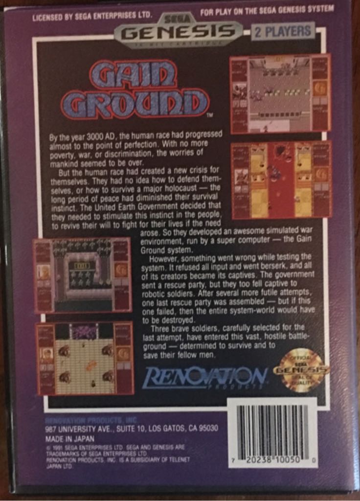 Gain Ground - Sega Genesis (Mega Drive) (Renovation - 2) video game collectible [Barcode 720238100500] - Main Image 2