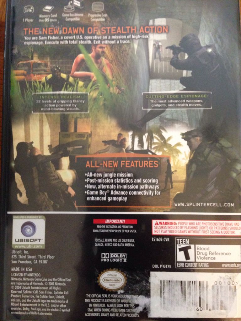 Splinter Cell: Pandora Tomorrow  (Ubisoft - 1) video game collectible [Barcode 008888191605] - Main Image 2