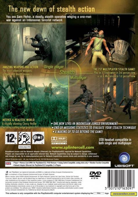 Tom Clancy’s Splinter Cell Pandora Tomorrow - Sony PlayStation 2 (PS2) (Ubisoft - 1) video game collectible [Barcode 3307210163110] - Main Image 2