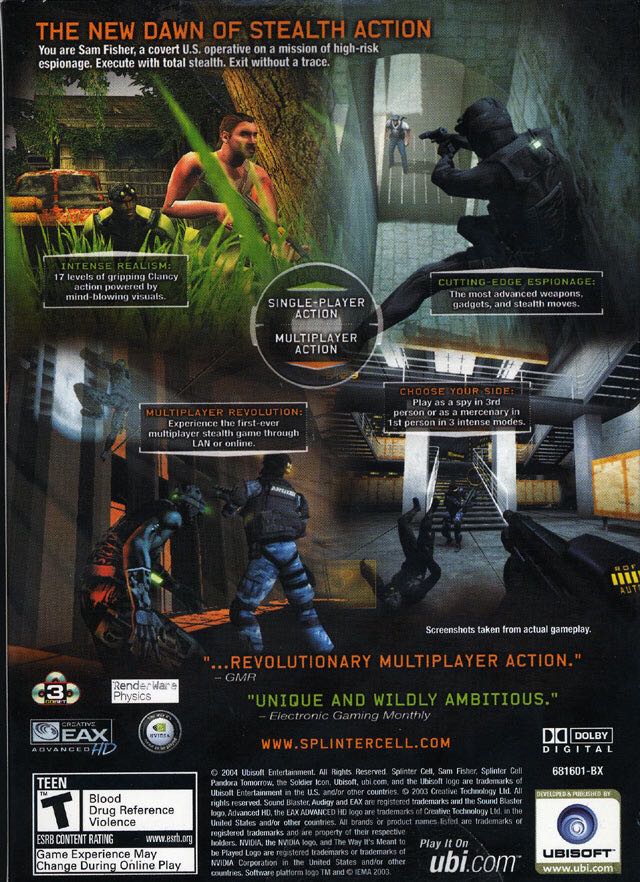 Splinter Cell: Pandora Tomorrow - Microsoft Xbox (Ubisoft - 1-4) video game collectible [Barcode 3307210168740] - Main Image 2