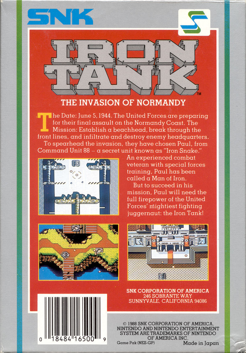 Iron Tank:  The Invasion of Normandy - Nintendo Entertainment System (NES) (SNK) video game collectible - Main Image 2