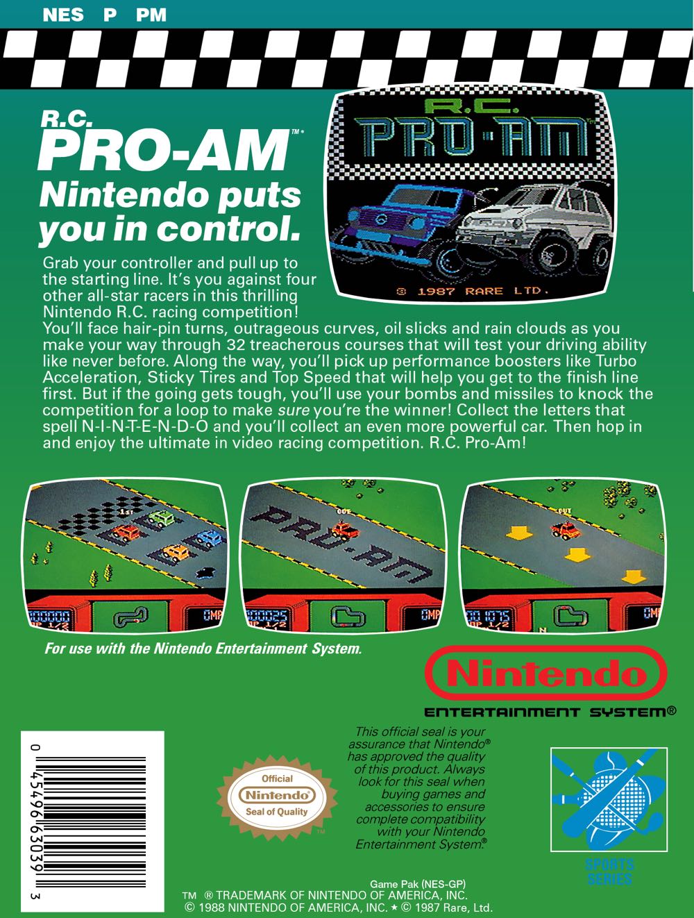R.C. PRO-AM - Nintendo Entertainment System (NES) video game collectible - Main Image 2
