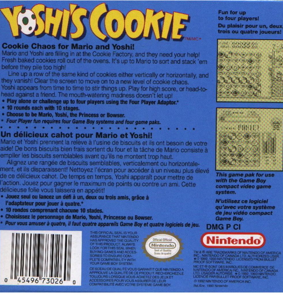 Yoshis Cookie - Nintendo Entertainment System (NES) video game collectible - Main Image 2