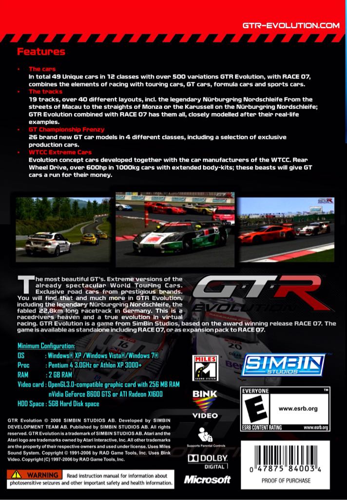 GTR Evolution - Valve Steam (Atari) video game collectible [Barcode 3546430141281] - Main Image 2