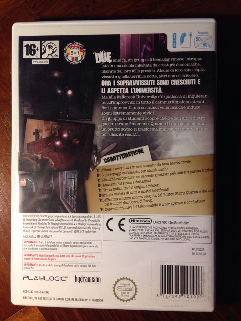 Obscure II - Nintendo Wii (Playlogic) video game collectible [Barcode 8717545401927] - Main Image 2