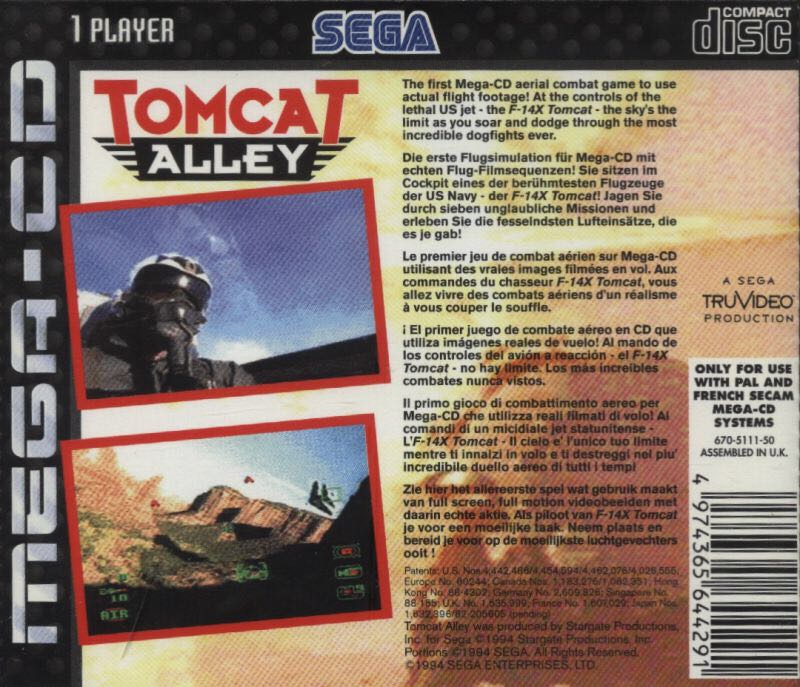 Tomcat Alley - Sega Mega CD (Sega - 1) video game collectible [Barcode 4974365644291] - Main Image 2