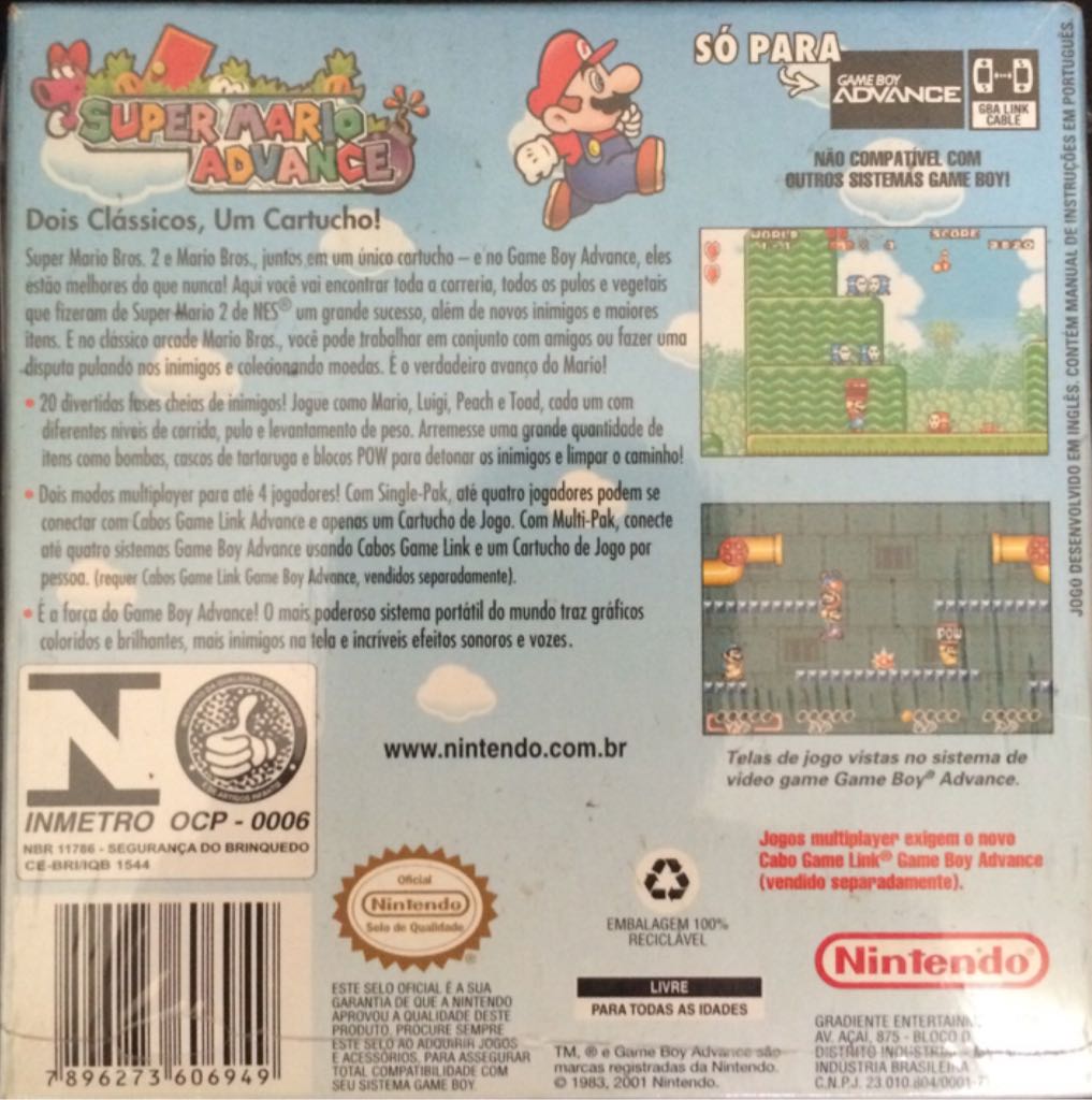 Super Mario Advance - Nintendo Game Boy Advance (GBA) video game collectible [Barcode 7896273606949] - Main Image 2