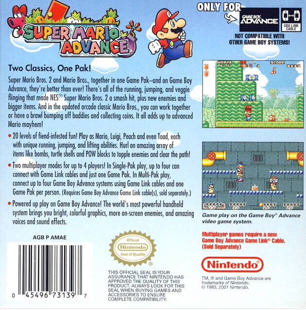 Super Mario Advance - Nintendo Game Boy Advance (GBA) (Nintendo - 1-4) video game collectible - Main Image 2